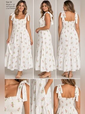 We’re All Pretty Girls Marigold Moment Floral Eyelet Maxi Dress Size M NWT
